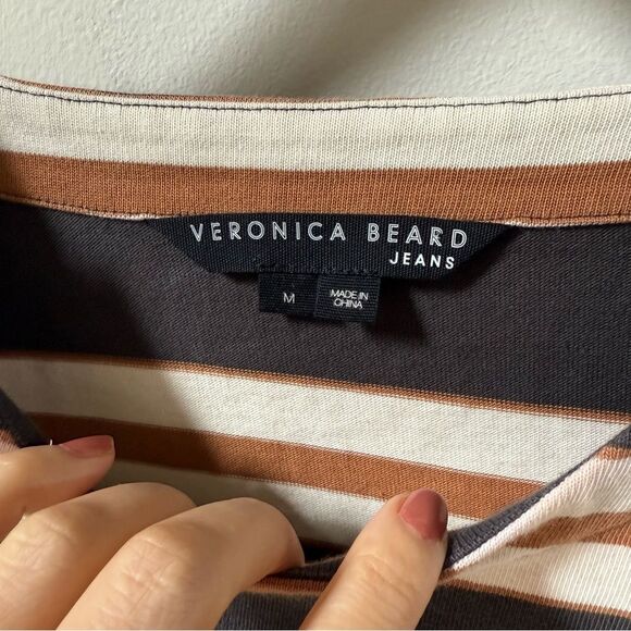 Veronica Beard Bertie Cotton Layered Top in Charcoal Multi M - Picture 8 of 14